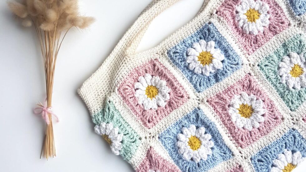 tuto crochet sac granny squares fleurs