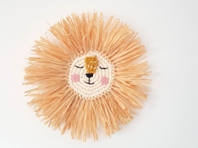 trophée tete de lion raphia