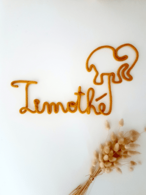 Prénom en tricotin avec éléphant