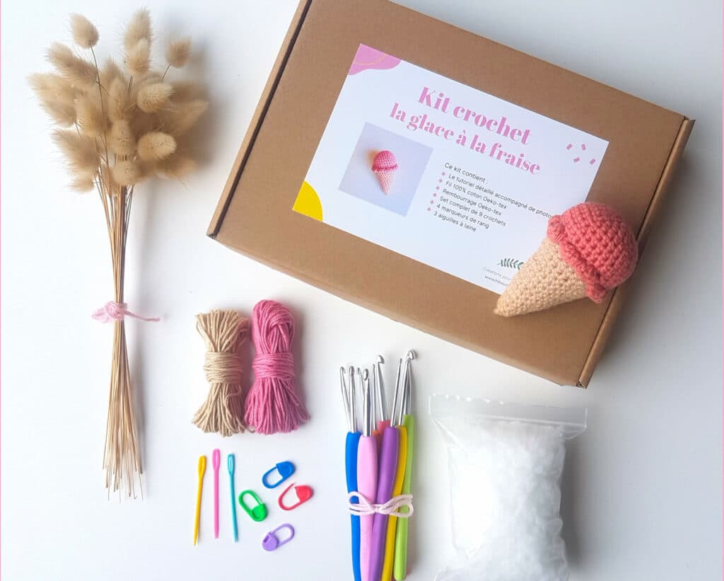 Kit crochet de la petite glace à la fraise pour débutant