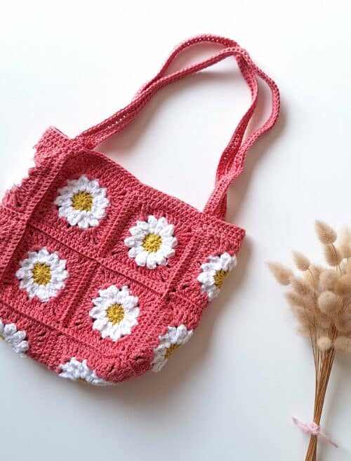 crocheter sac en granny squares fleur